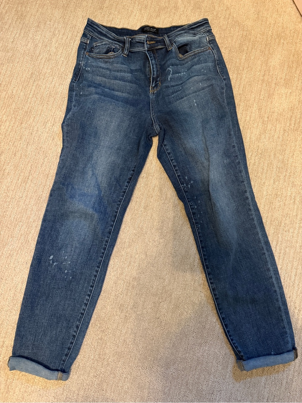 Judy Blue Indigo Boyfriend Jeans with Faded Wash